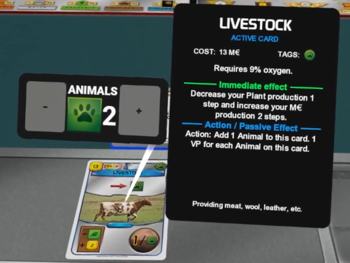 Example of some cards of Terraforming Mars